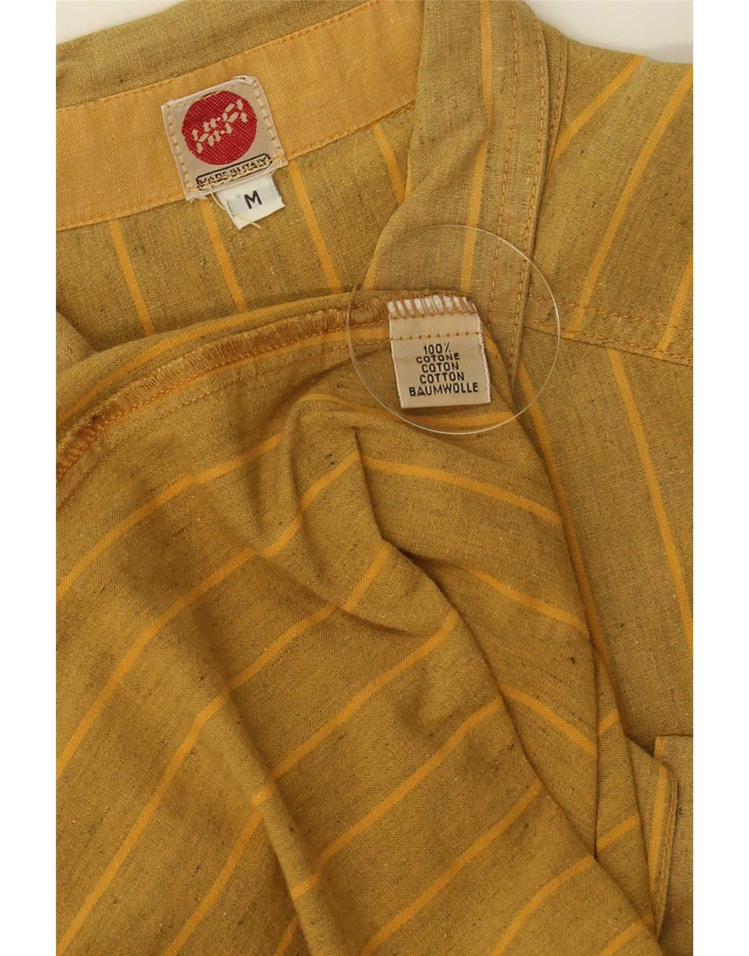 Vintage herreskjorte medium gul stribet bomuld