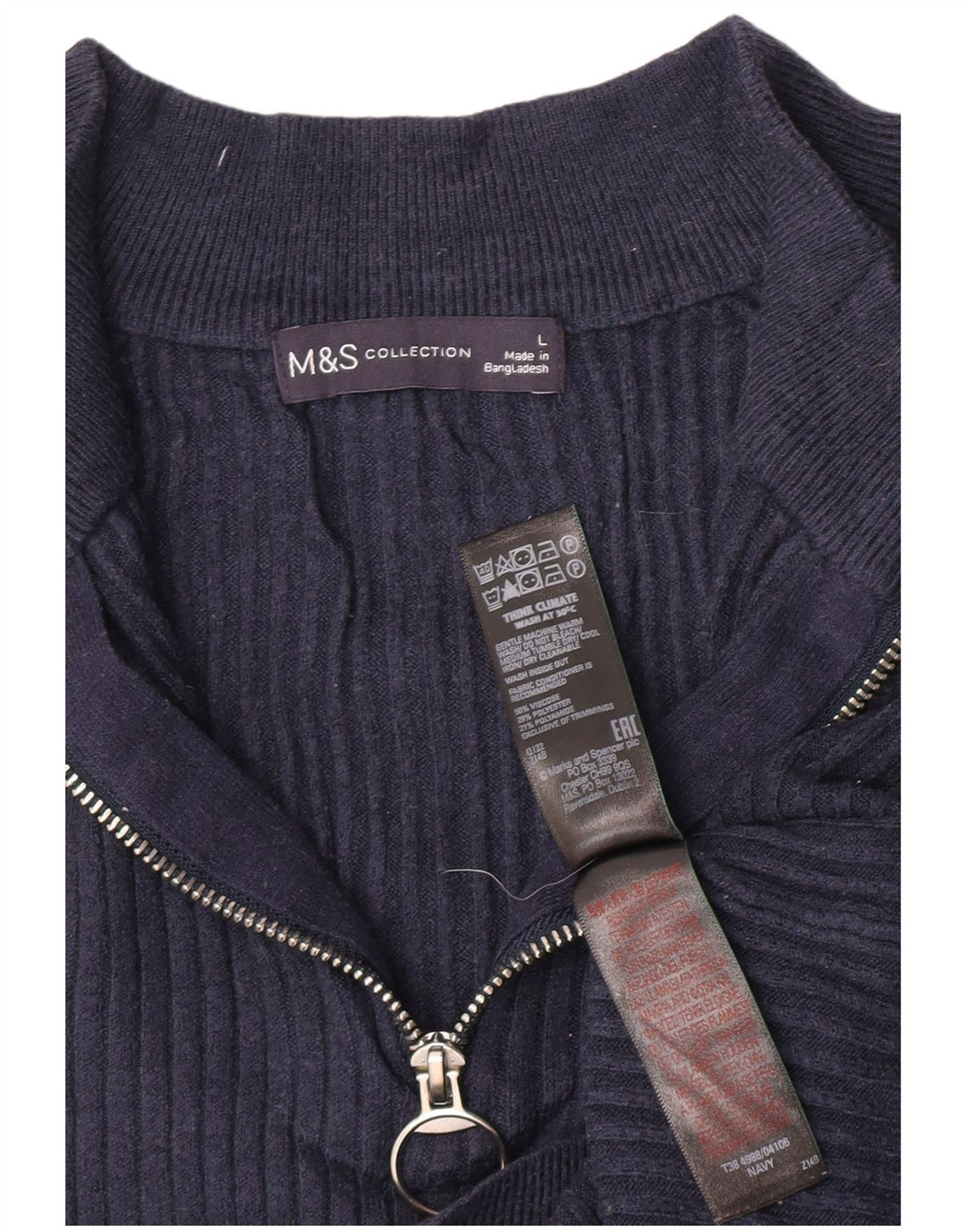Marks & Spencer Dame sweater med lynlås-hals UK 16 Large Navy Blue