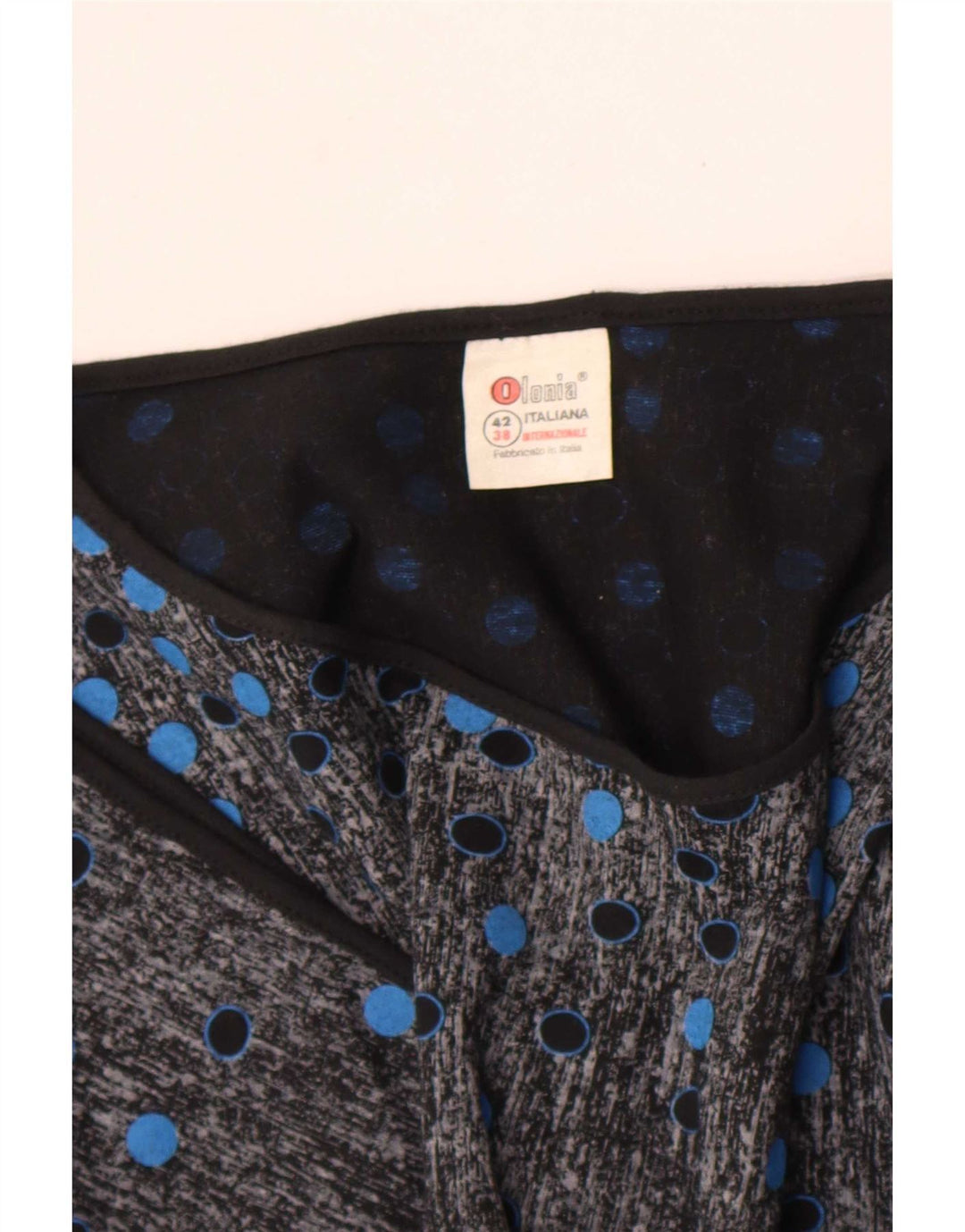 Vintage damebluse Top IT 42 Mellem sort plettet bomuld