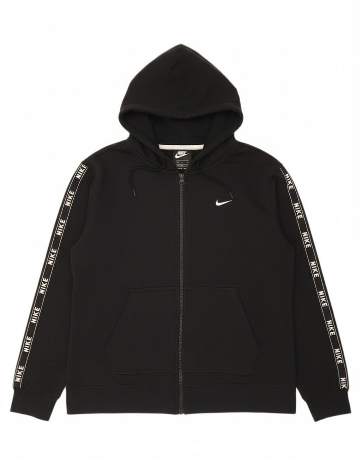 NIKE Mens Graphic Zip Hoodie Sweater Medium Black Cotton