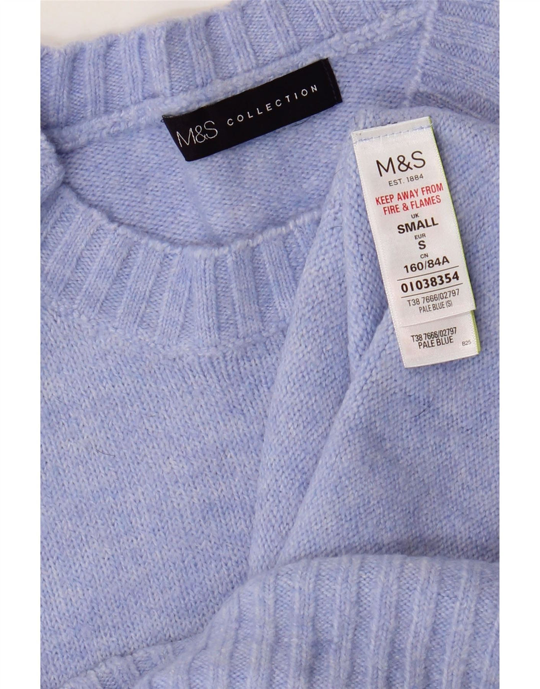 Marks & Spencer Dame sweater med rund hals DK 10 Lille blå akryl