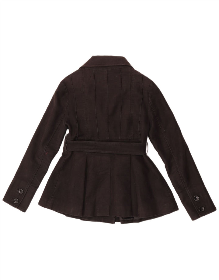 Ted Baker Womens Pea Coat Størrelse 2 Small Black Bomuld