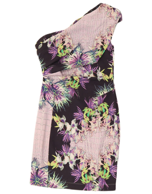 Just Cavalli Dame One Shoulder Dress IT 42 Medium Multicolored Floral