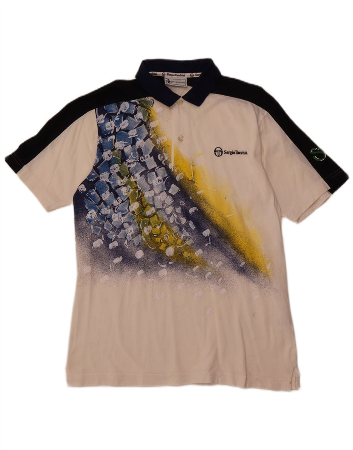 SERGIO TACCHINI Herre grafisk poloshirt Lille hvid Colourblock Bomuld