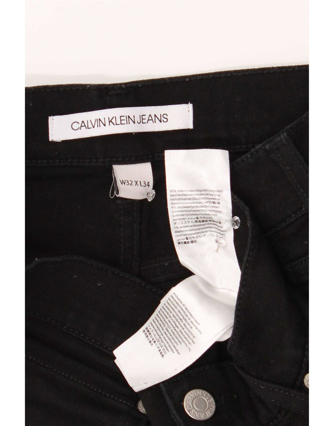 Calvin Klein Herre Slim Jeans W32 L34 Sort Bomuld
