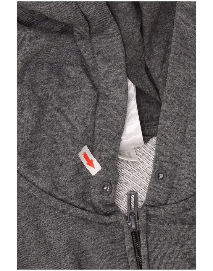 ADIDAS grafisk hættetrøje med lynlås til kvinder UK 12/14 mellemgrå bomuld