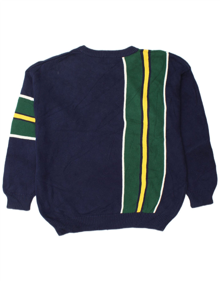 IZOD Herre sweater med rund hals, stor marineblå colourblock bomuld