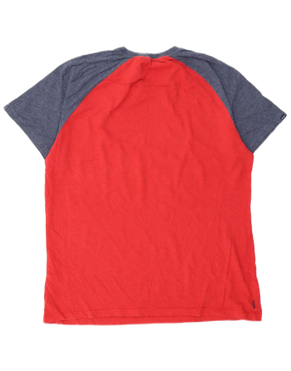 Superdry T-shirt top til mænd 2XL Rød Colourblock Bomuld