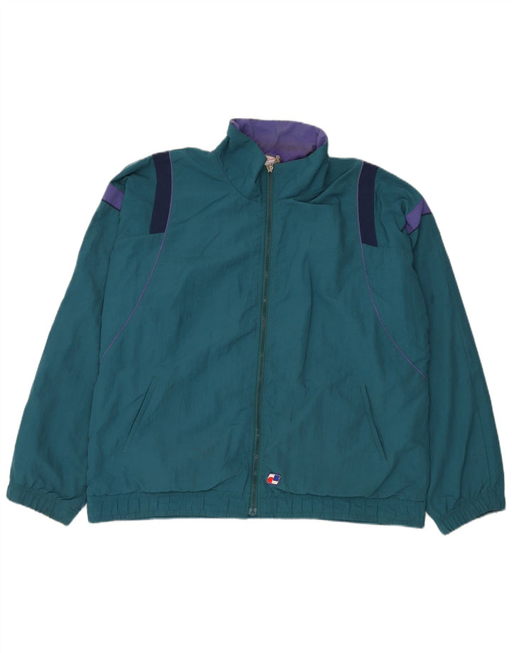 Vintage Herre Loose Fit træningsdragt Topjakke Stor Blå Colourblock