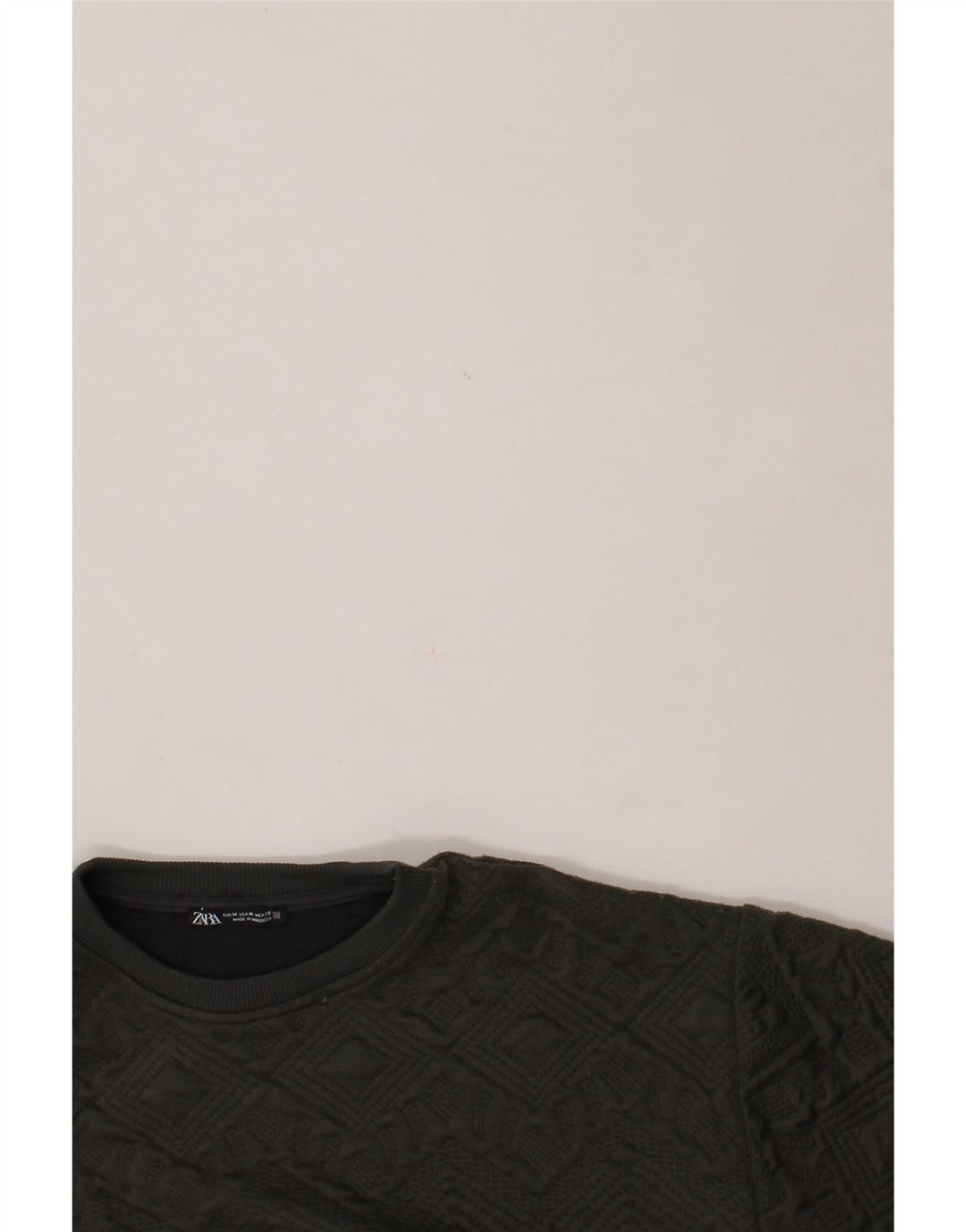 ZARA Womens Sweatshirt Jumper UK 14 Medium Black Argyle/Diamond Polyester Vintage Zara and Second-Hand Zara from Messina Hembry 