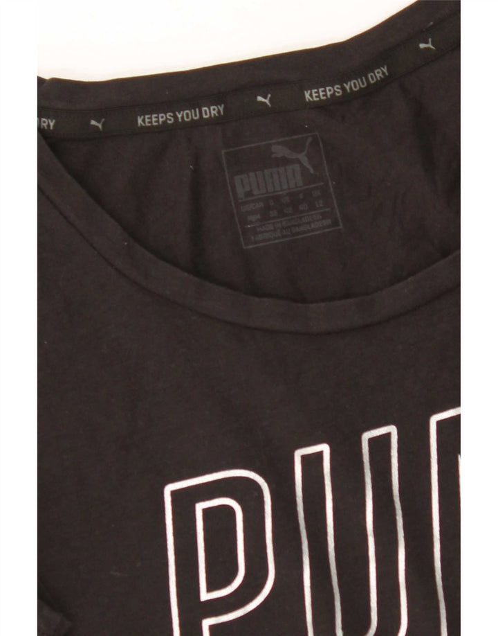 Puma Womens Crop Graphic T-Shirt Top UK 12 Medium Black