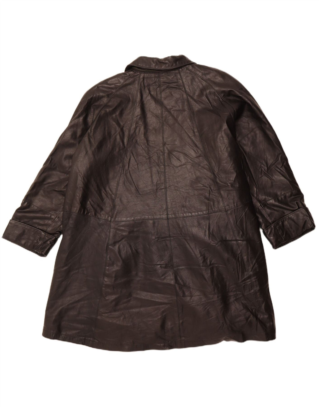 Vintage oversized læderfrakke til kvinder IT 56 Stort sort læder