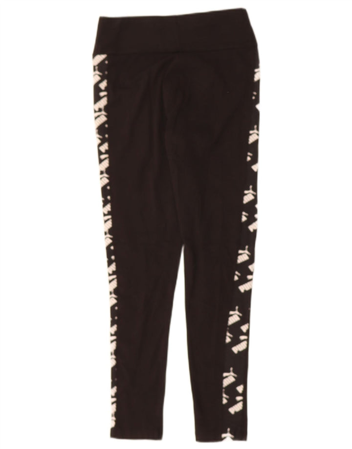 PUMA Womens Crop Graphic Leggings UK 10 Small  Black Cotton