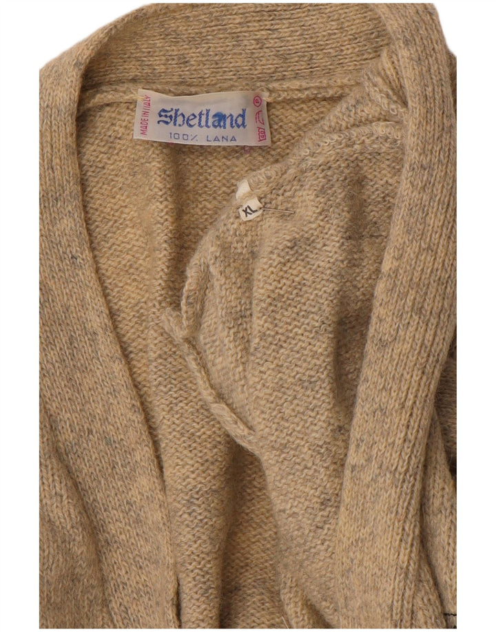 SHETLAND Herre cardigan sweater XL Beige Flecked Wool