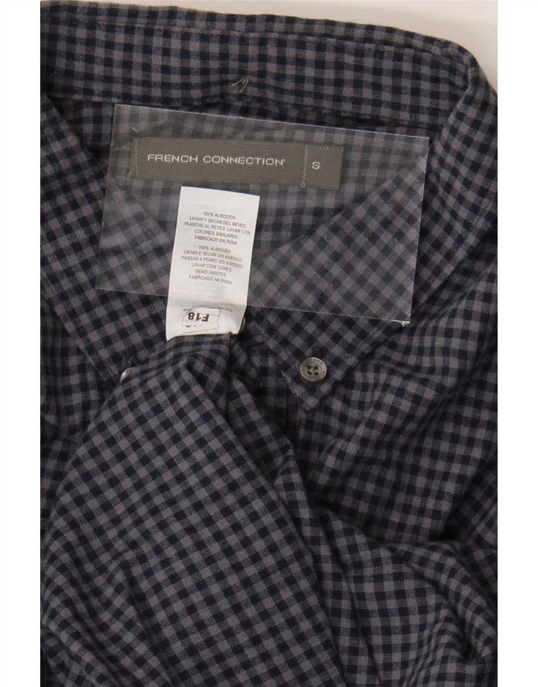 FRENCH CONNECTION Mens Flannel Shirt Small Grey Gingham Cotton Vintage French Connection and Second-Hand French Connection from Messina Hembry 
