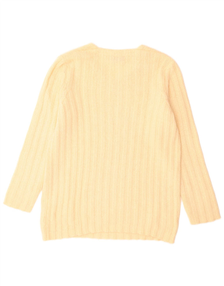 Stefanel Dame V-hals sweater UK 14 Stor Gul