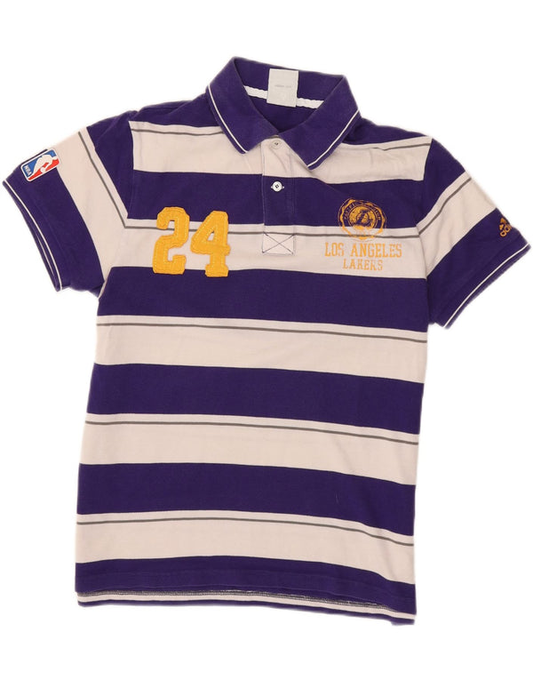 Adidas Herre Los Angeles Lakers Grafisk Rugby Polo Shirt Medium Blå Stribet