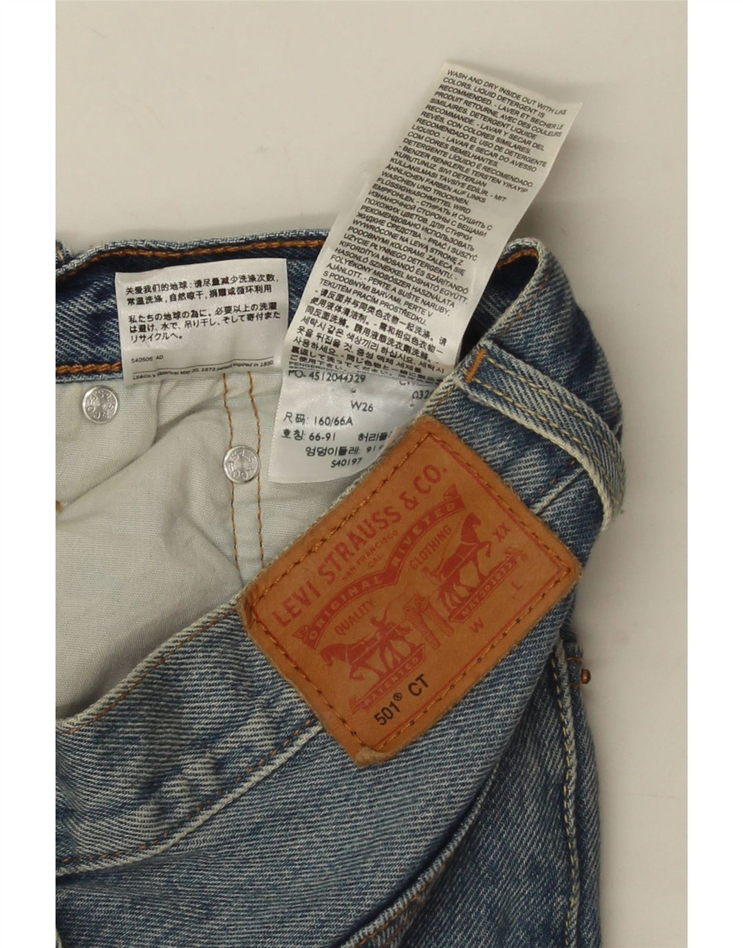 LEVI'S Womens 501 denimshorts W26 Små blå plettet bomuld