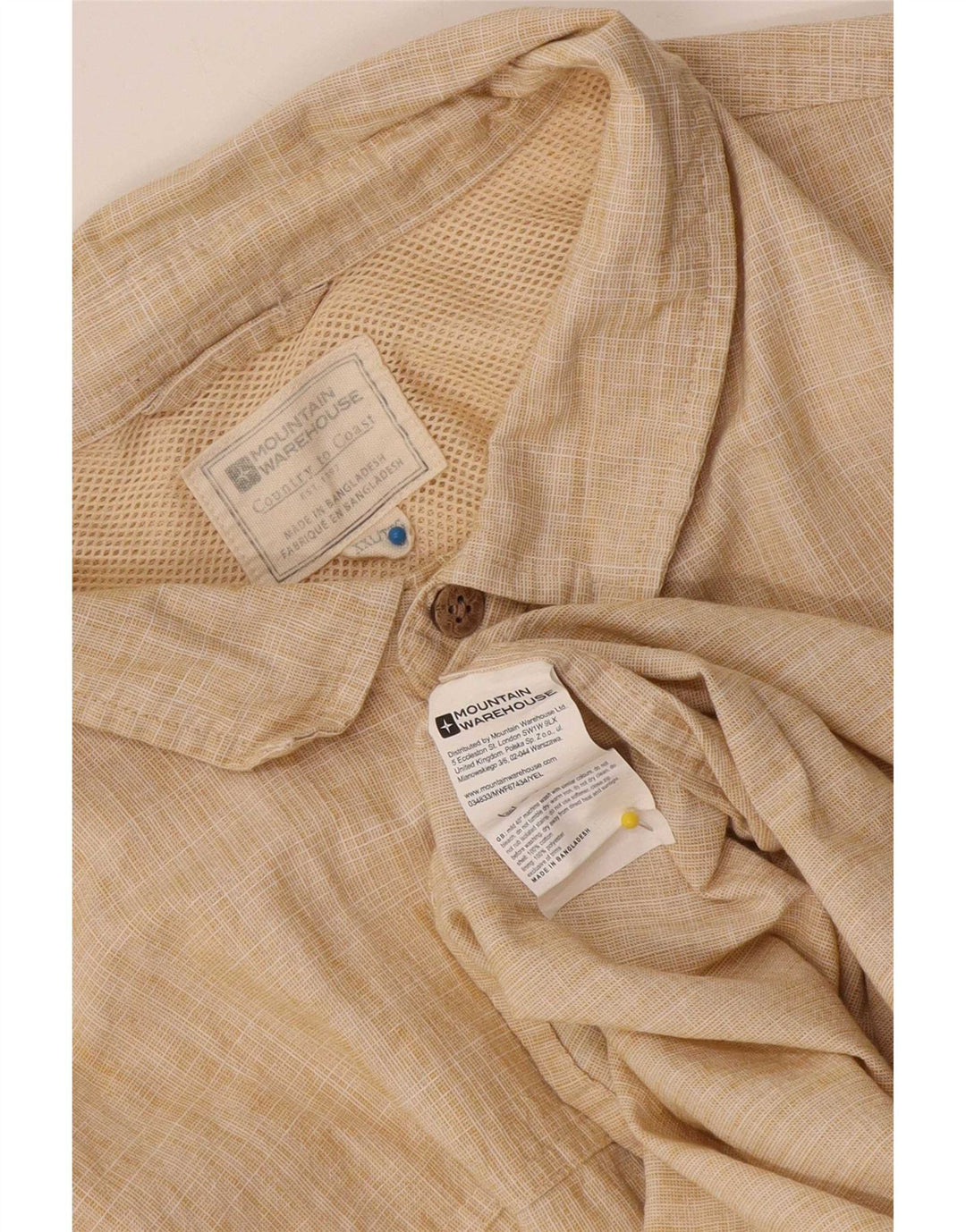 Mountain Warehouse Kortærmet Herreskjorte 2XL Beige Polyester
