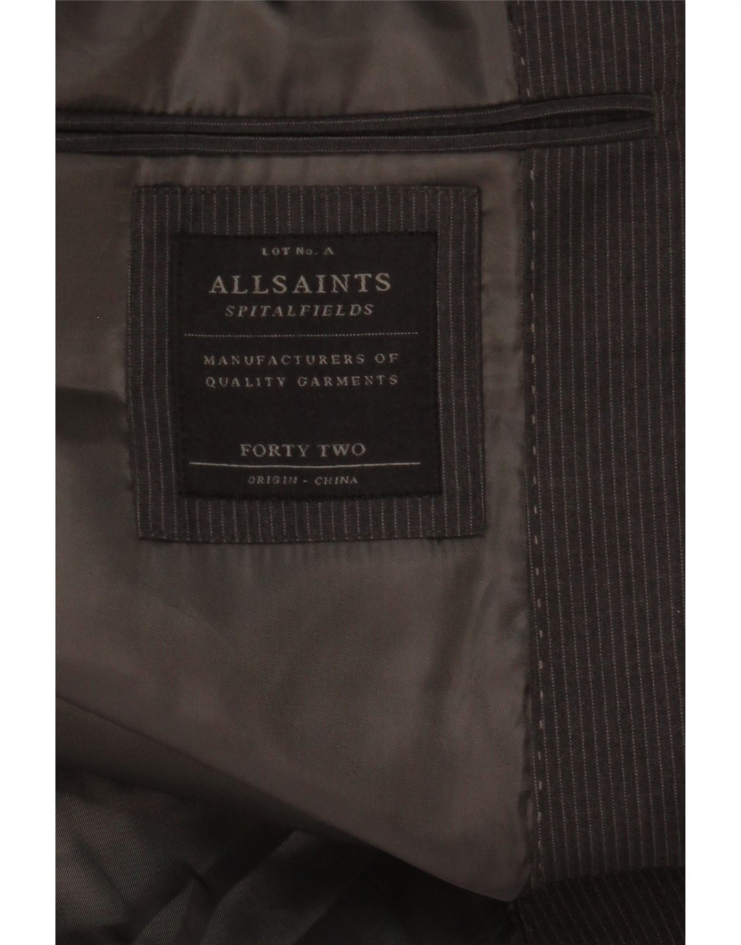 All Saints Herre 2-knaps blazerjakke UK 42 XL Grå nålestribe