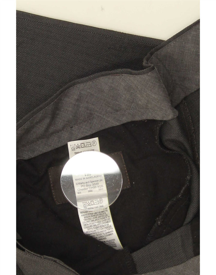 Marks & Spencer Herre Straight Regular Suit Bukser W34 L29 Grå Polyester