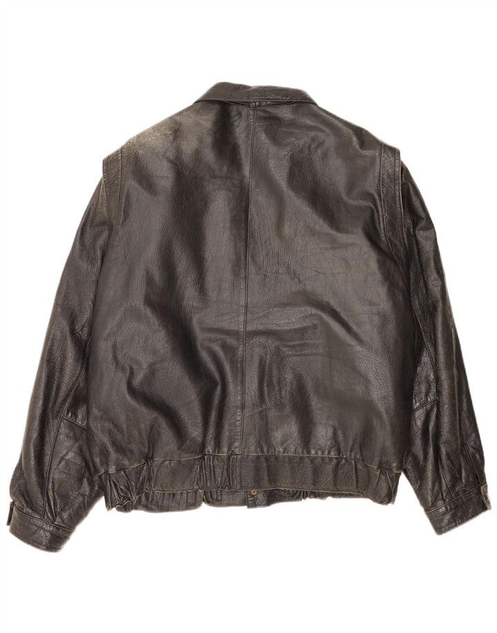 Vintage herre læderjakke IT 52 XL sort læder