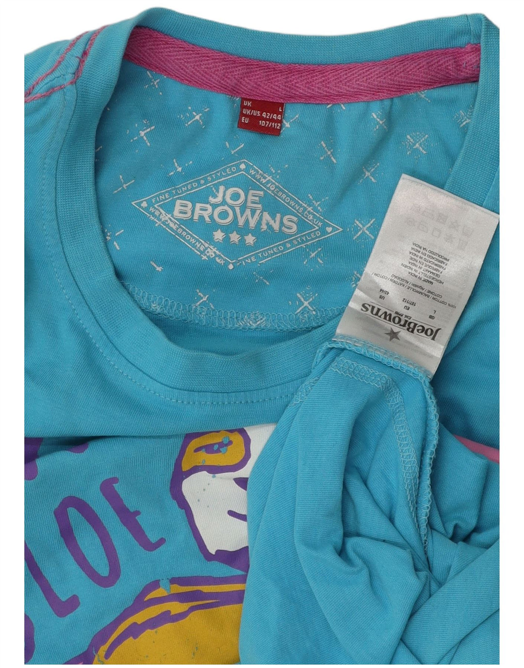 JOE BROWNS Herre grafisk T-shirt Top Stor Blå Bomuld