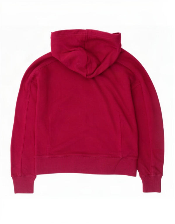 Calvin Klein Jeans Dame Oversized Hoodie Jumper UK 6 XS Pink Bomuld