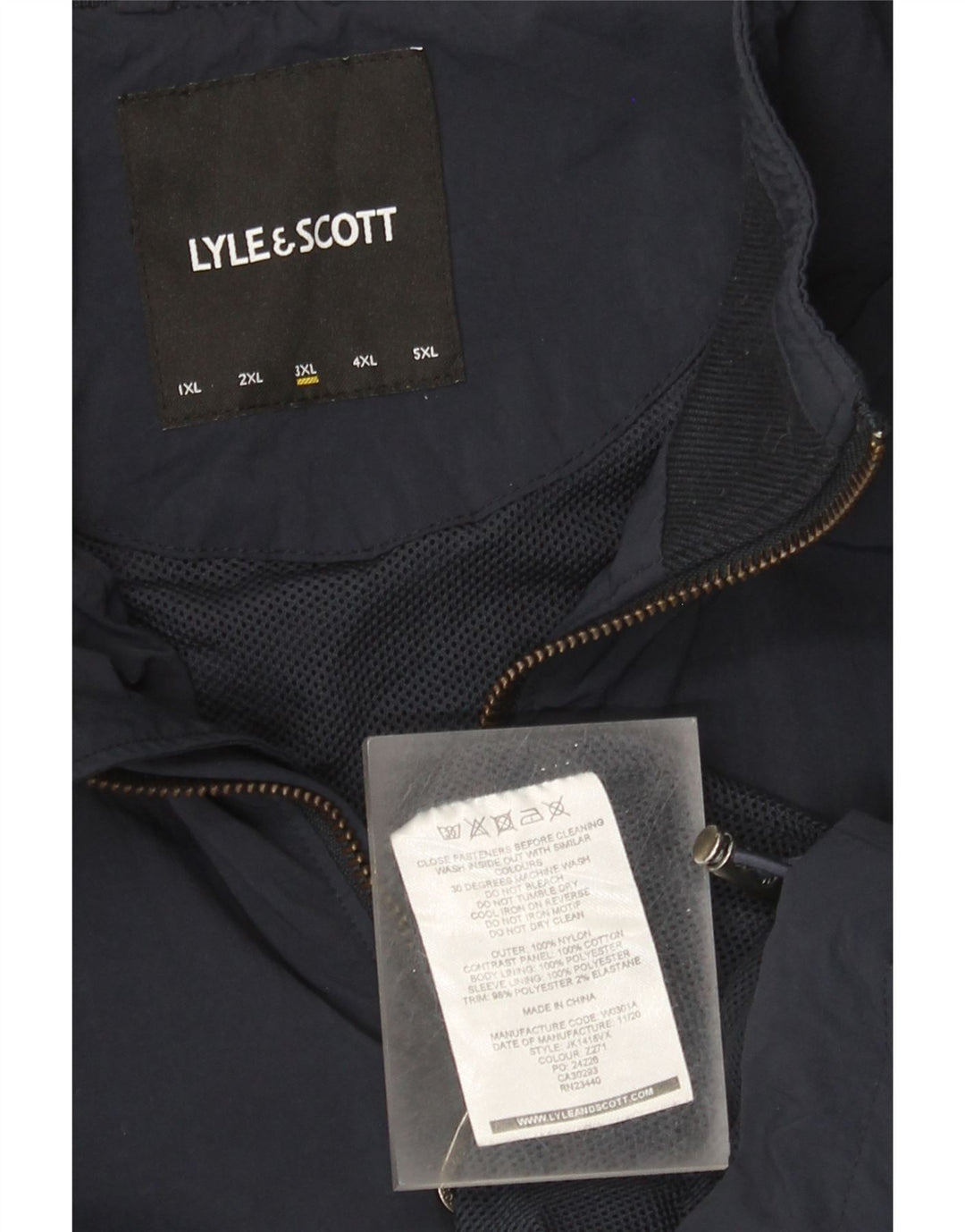 Lyle & Scott Regnjakke til mænd UK 46 3XL Navy Blue Colourblock Nylon