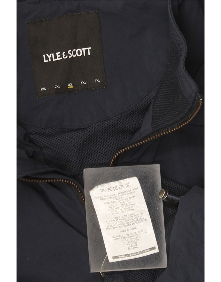 Lyle & Scott Regnjakke til mænd UK 46 3XL Navy Blue Colourblock Nylon