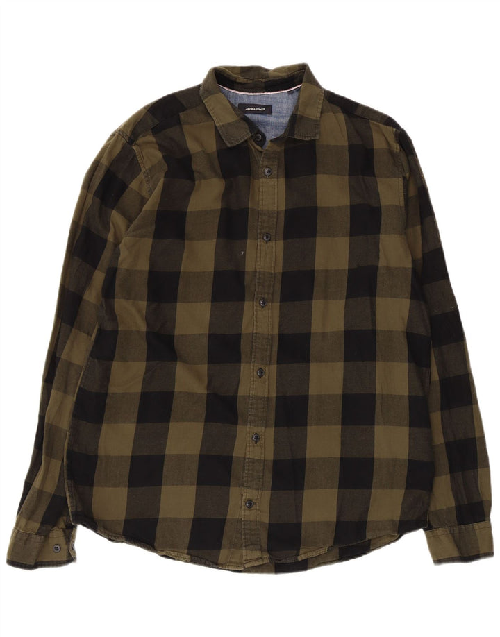 Jack & Jones Herre Flanellskjorte XL Khaki Ternet Bomuld