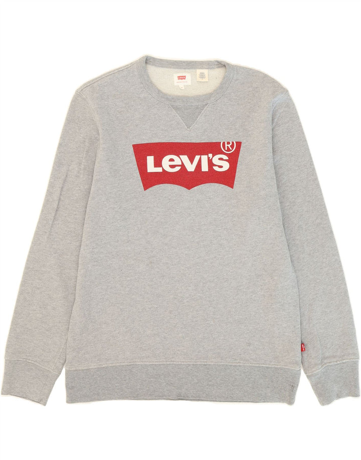 LEVI'S Mens Graphic Sweatshirt Jumper Medium Grey Cotton Vintage Levi's and Second-Hand Levi's from Messina Hembry 