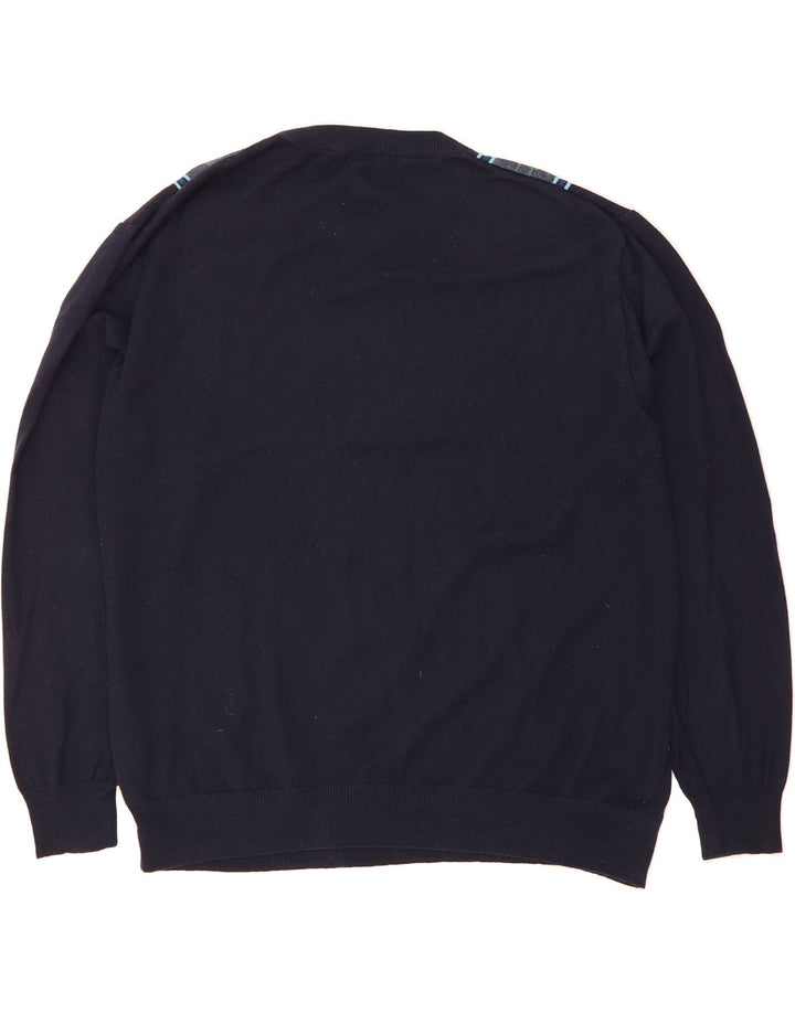 MONTECHIARO Mens Crew Neck Jumper Sweater IT 56 2XL Navy Blue Vintage Montechiaro and Second-Hand Montechiaro from Messina Hembry 