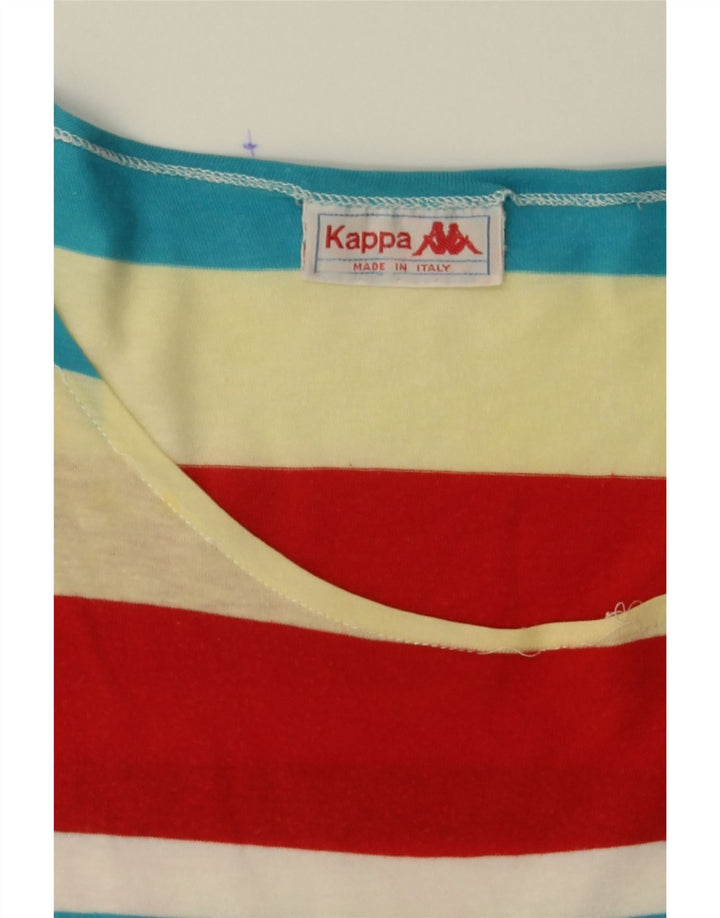 KAPPA Womens T-Shirt Top UK 14 Medium Multicoloured Striped Cotton Vintage Kappa and Second-Hand Kappa from Messina Hembry 
