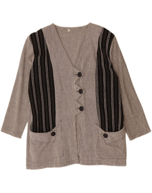 Vintage Dame Oversized Blazer Jacket UK 16 Large Grey Colourblock