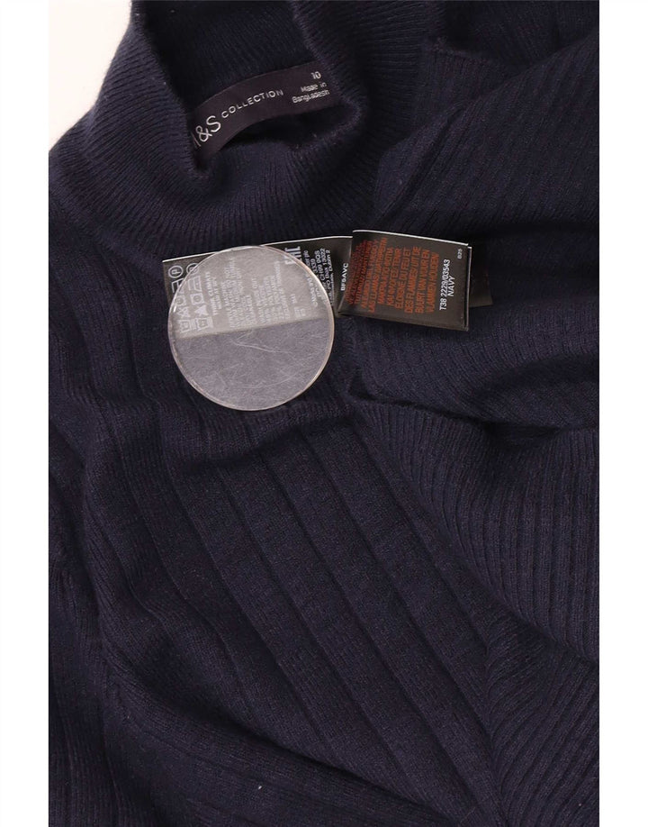 Marks & Spencer Dame Turtle Neck Jumper Sweater UK 10 Small Navy Blue