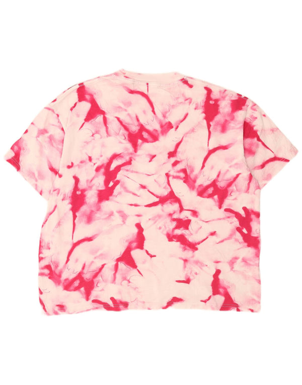 Calvin Klein Jeans Dame Grafisk T-Shirt Top UK 14 Medium Pink Tie Dye