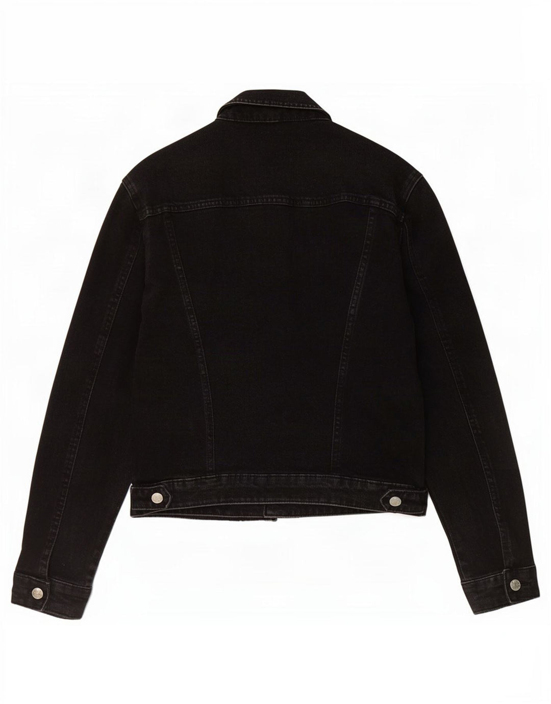 Zara Womens Crop Denim Jacket UK 14 Large Black