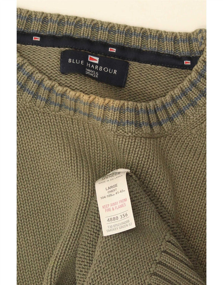 Marks & Spencer Herre sweater med rund hals, stor grøn bomuld