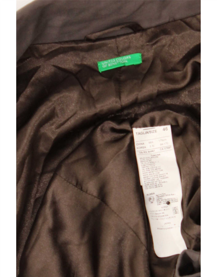 Benetton Dame Bomber Jacket IT 46 Stor Grå Bomuld