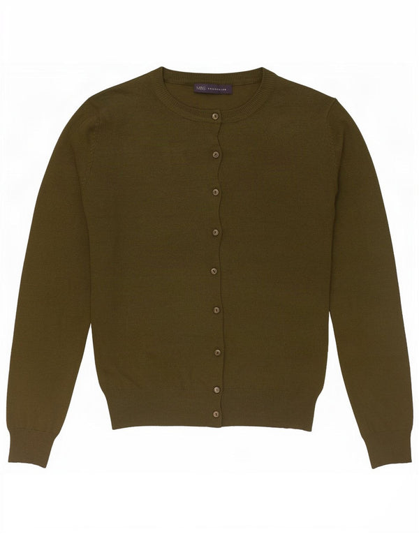 Marks & Spencer Dame Cardigan Sweater UK 12 Medium Khaki Viscose