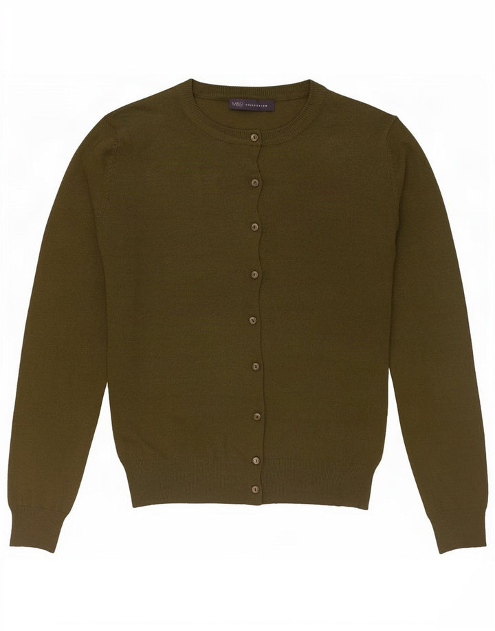 Marks & Spencer Dame Cardigan Sweater UK 12 Medium Khaki Viscose
