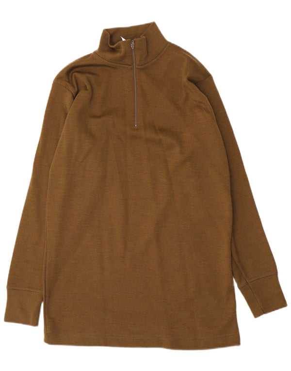Vintage herre lynlås-hals sweater medium Khaki polyamid