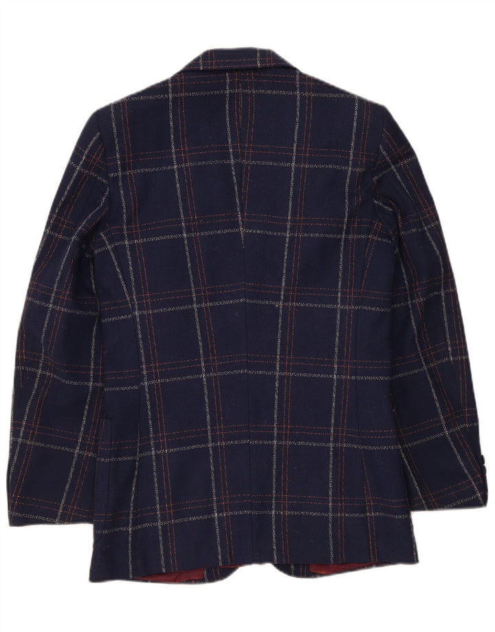 Vintage Herre 2-knaps blazerjakke UK 36 Small Navy Blue Plaid Classic