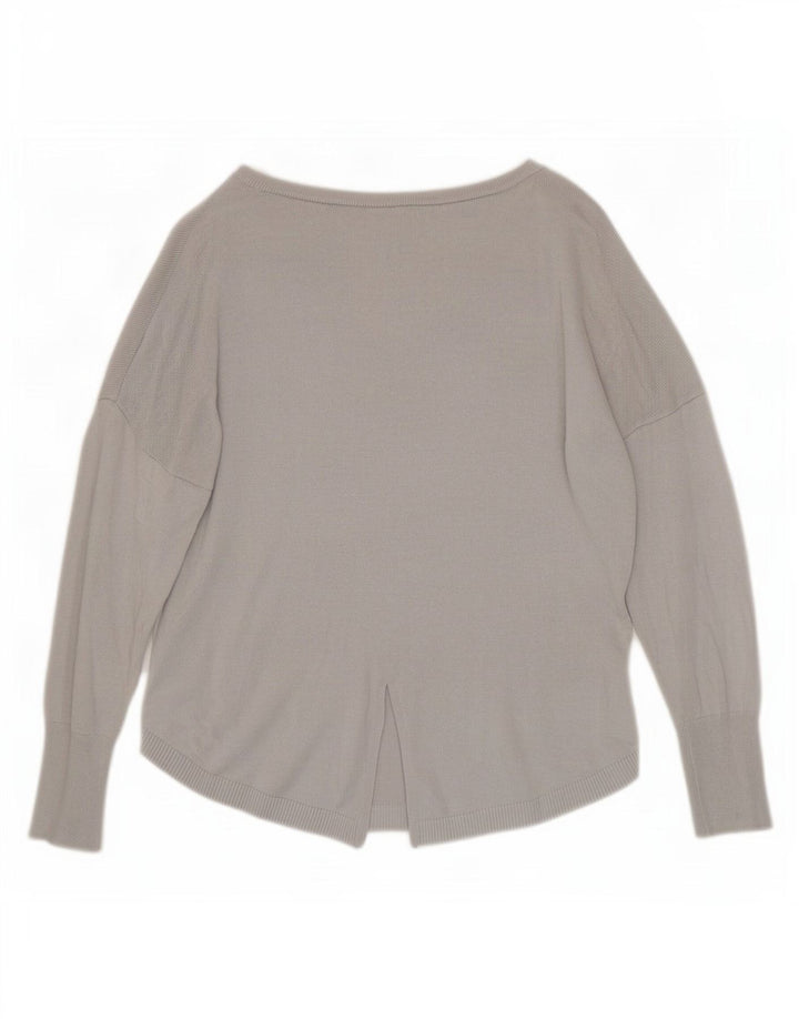 Oasis Dame Boat Neck Jumper Sweater UK 10 Small Grey Viscose
