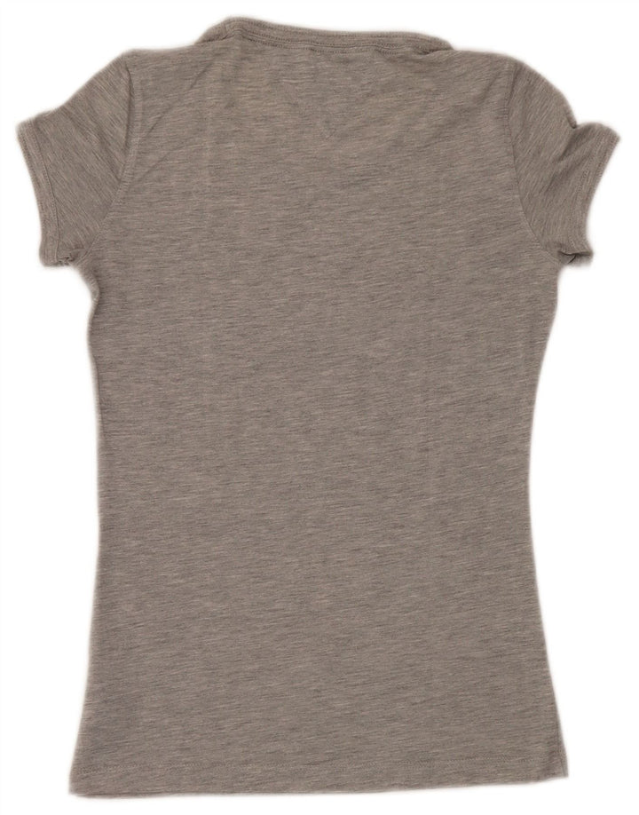 Tommy Hilfiger Dame Grafisk T-Shirt Top UK 12 Medium Grå Polyester