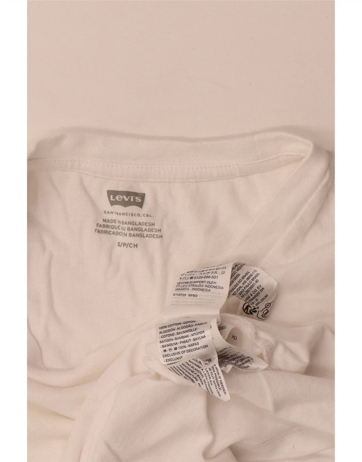 Levi's Dame T-Shirt Top UK 10 Lille Hvid Bomuld
