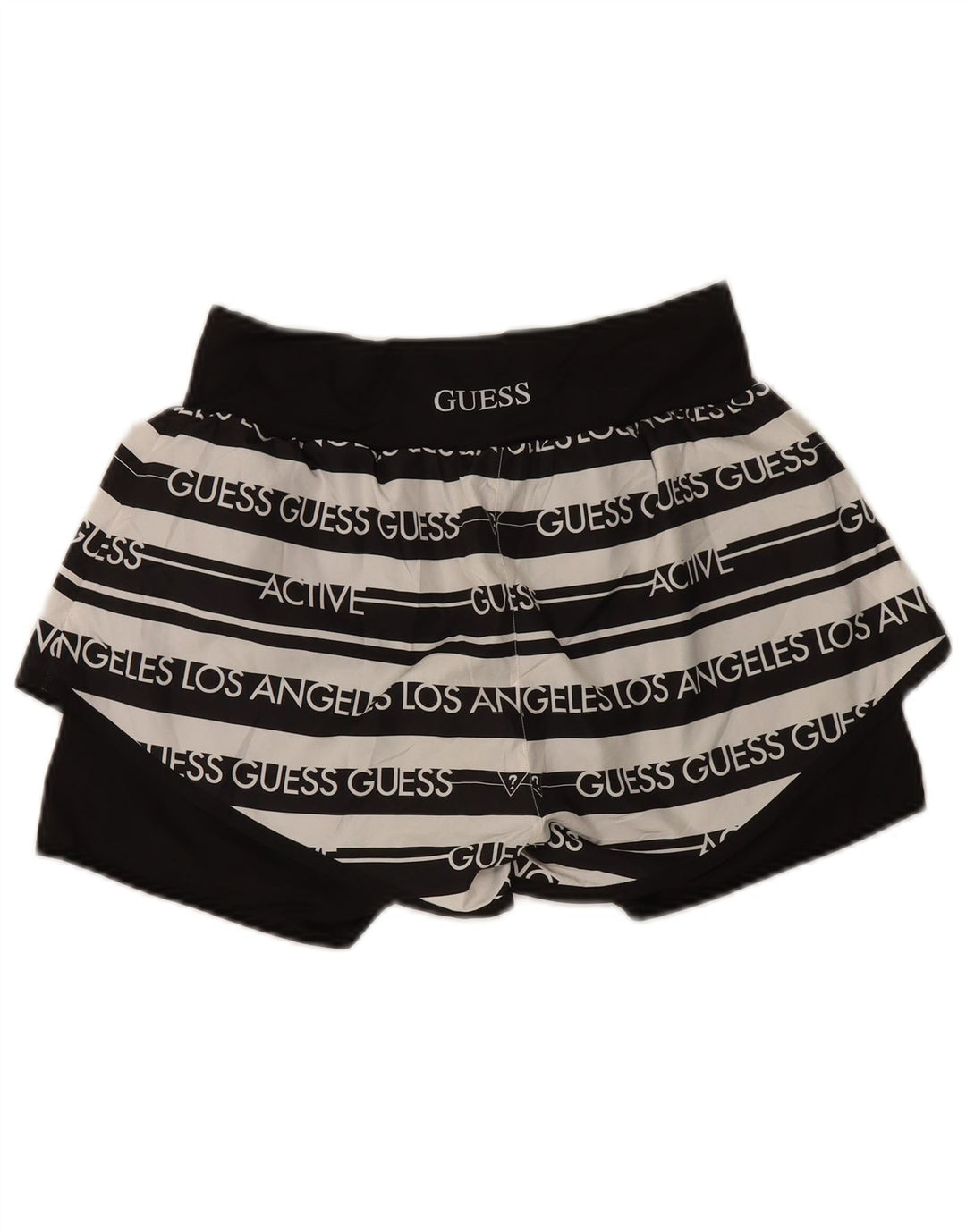 Guess Graphic Sports Shorts til kvinder UK 12 Medium Sort Stribet Polyester