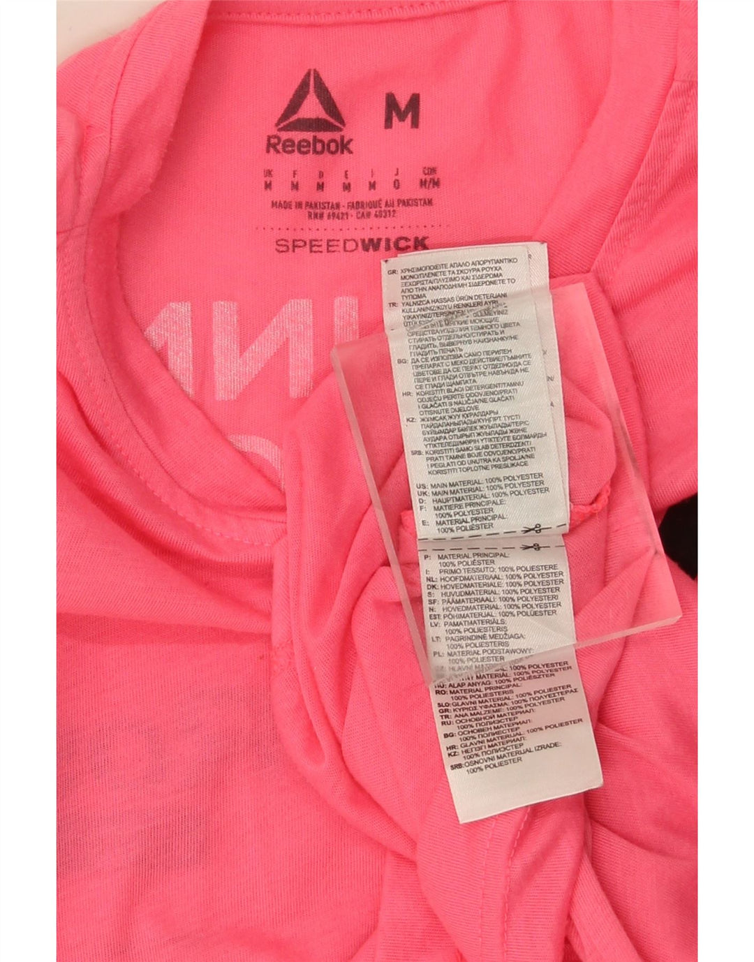 REEBOK Mens Graphic T-Shirt Top Medium Pink Polyester Vintage Reebok and Second-Hand Reebok from Messina Hembry 