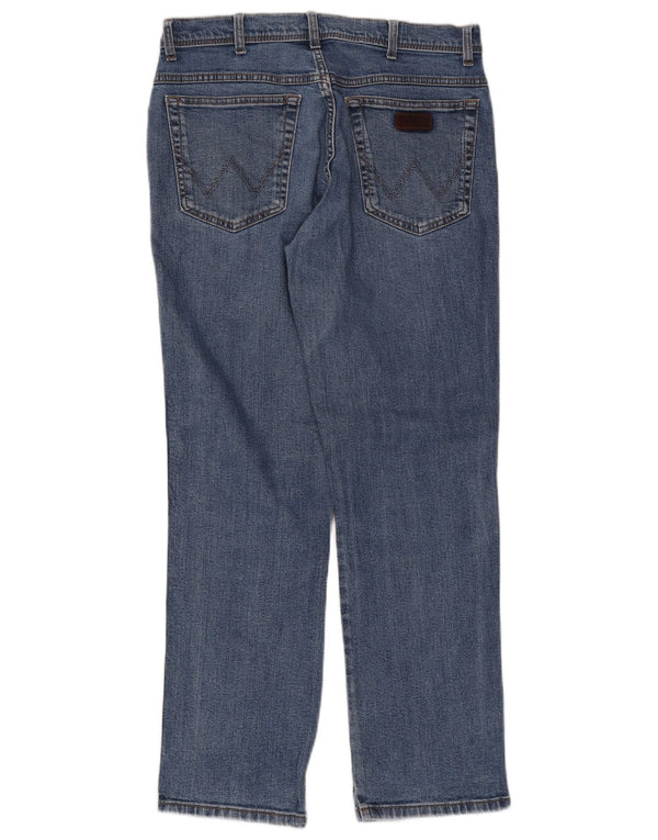 Wrangler Herre Regular Fit Straight Jeans W34 L32 Blå Bomuld